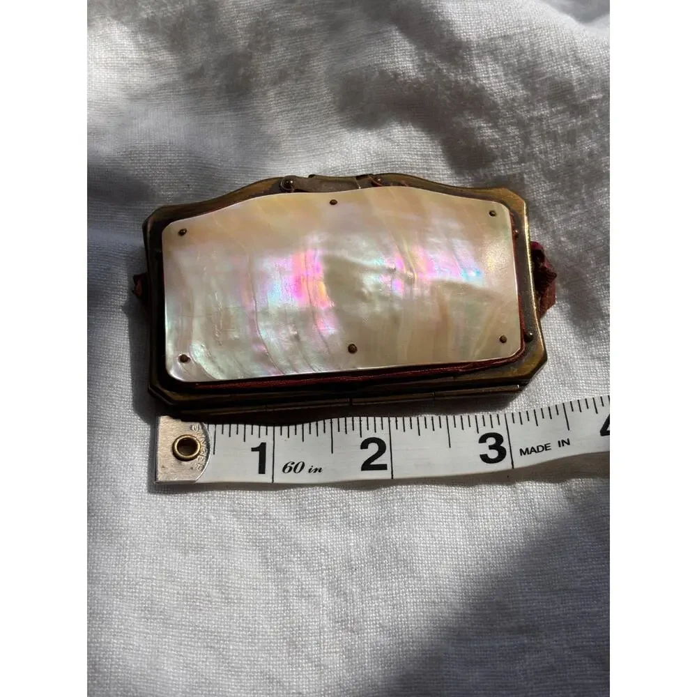 Mother of Pearl Coin Purse Antique Victorian Brass Frame Kiss Lock Change FLAWS
